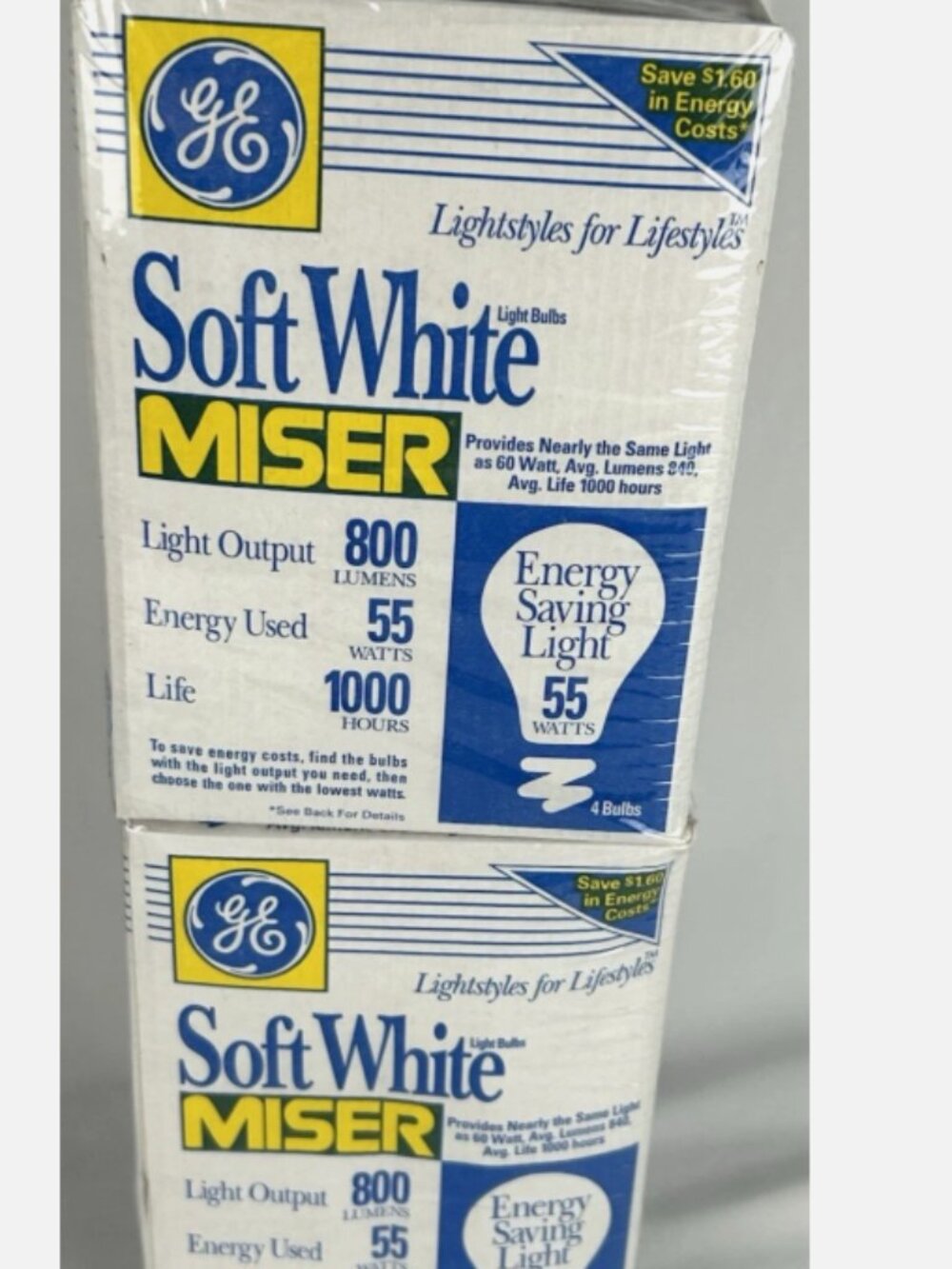 NEW 16 Pack GE Miser Light Bulbs Soft White 55 Watt 800 Lumens